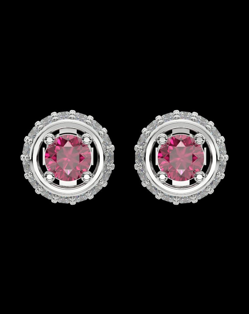 925 STERLING SILVER ROUND RED DIAMOND EARRING - orebella - store