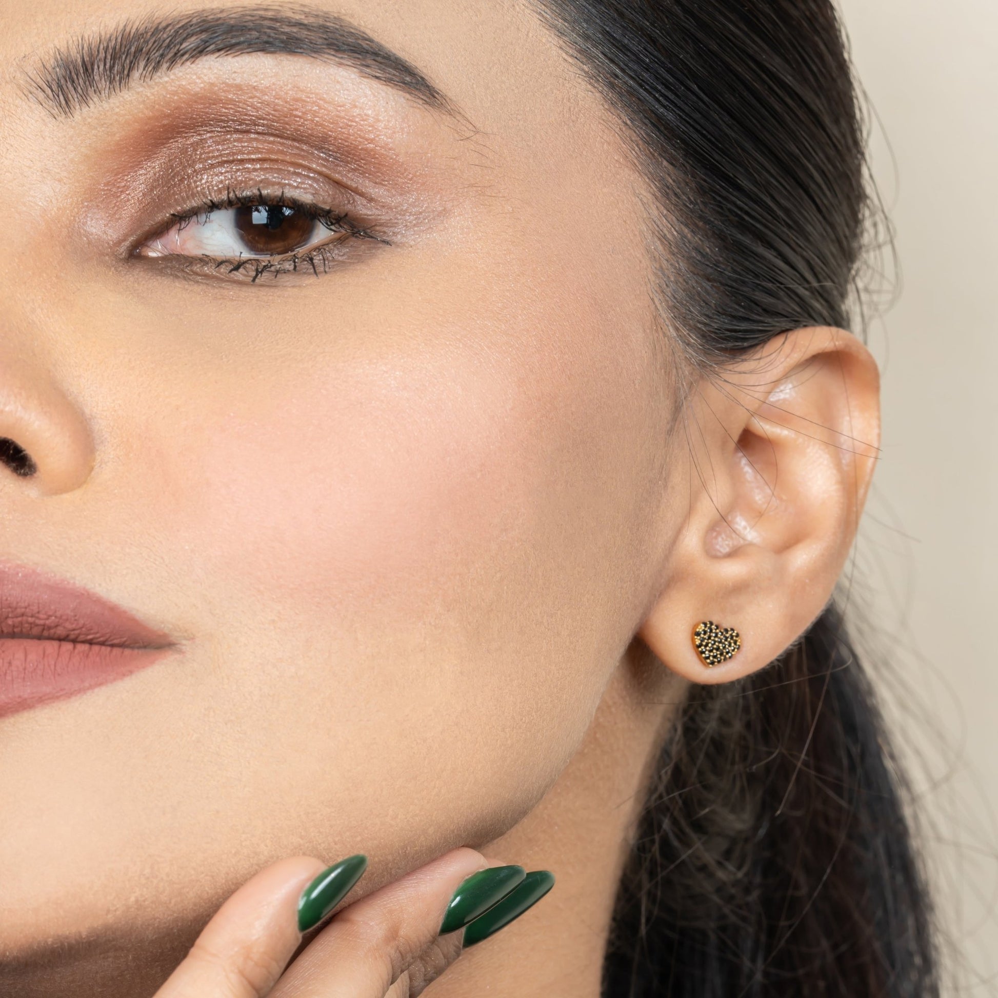 Black Heart Silver Stud for Women - orebella - store