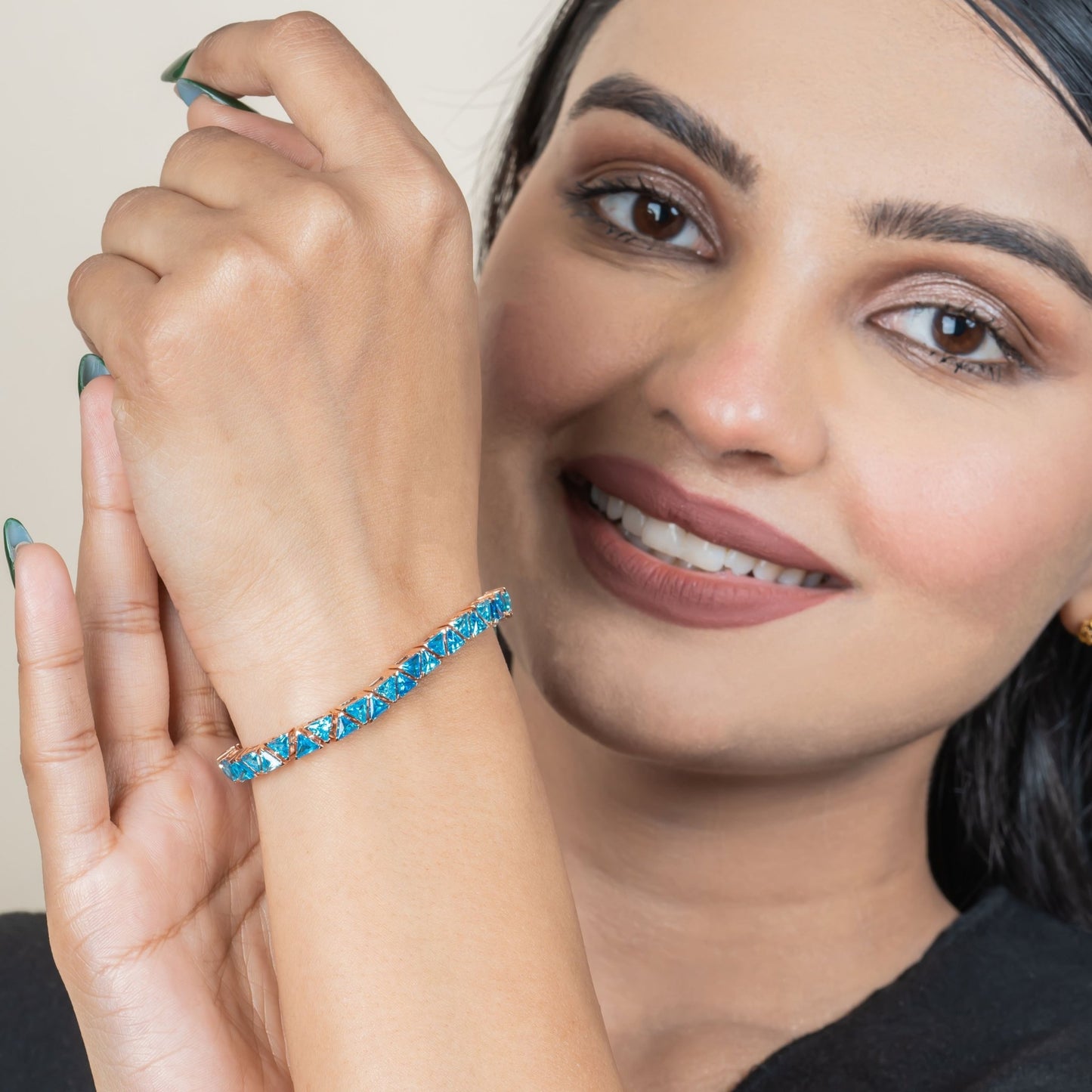 Blue Triangle Tennis Silver Bracelet for Women | 925 Sterling Silver - orebella - store