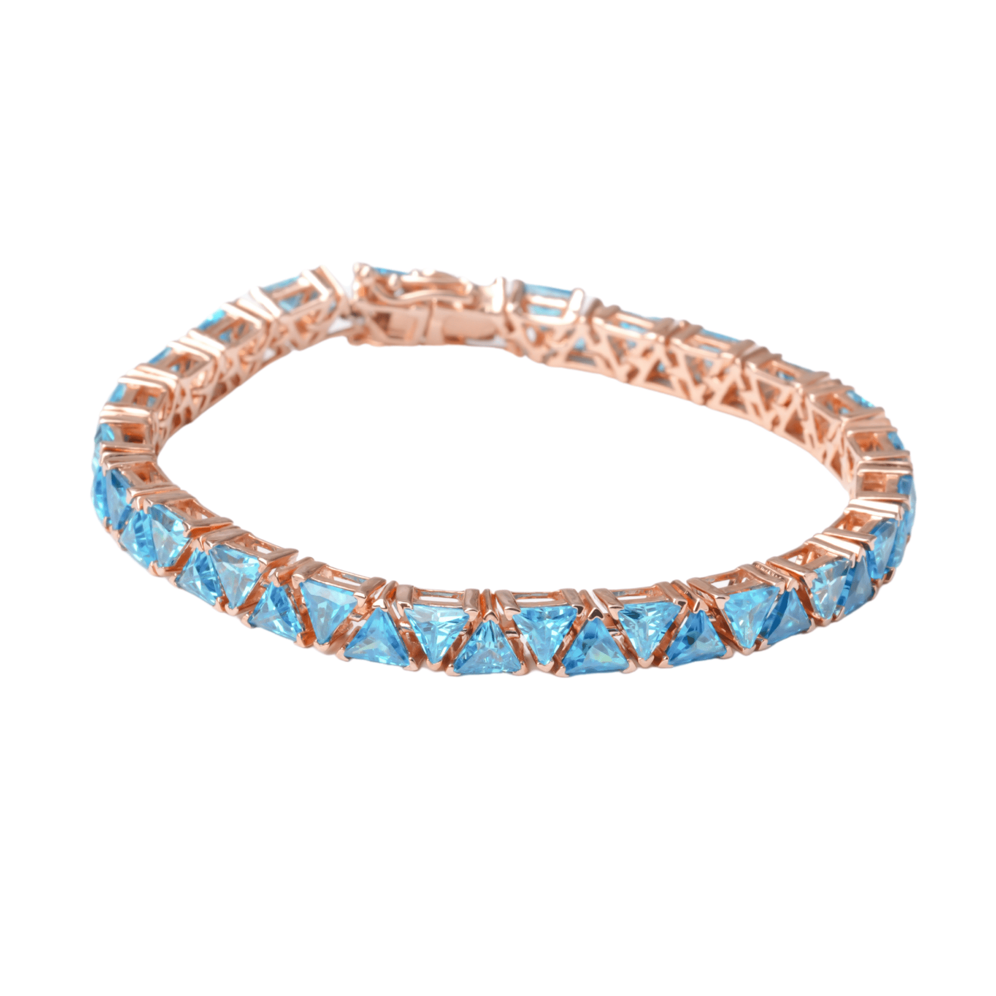 Blue Triangle Tennis Silver Bracelet for Women | 925 Sterling Silver - orebella - store