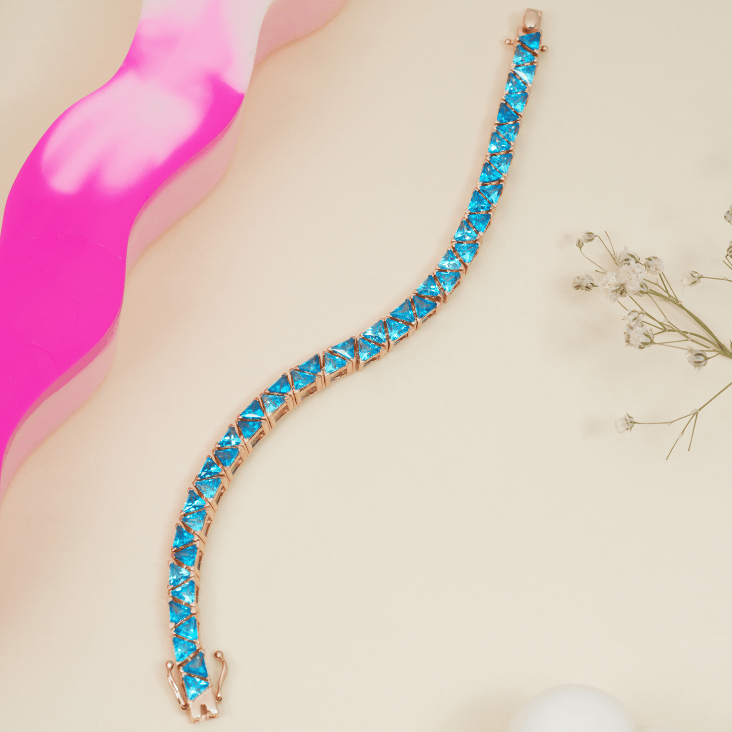 Blue Triangle Tennis Silver Bracelet for Women | 925 Sterling Silver - orebella - store