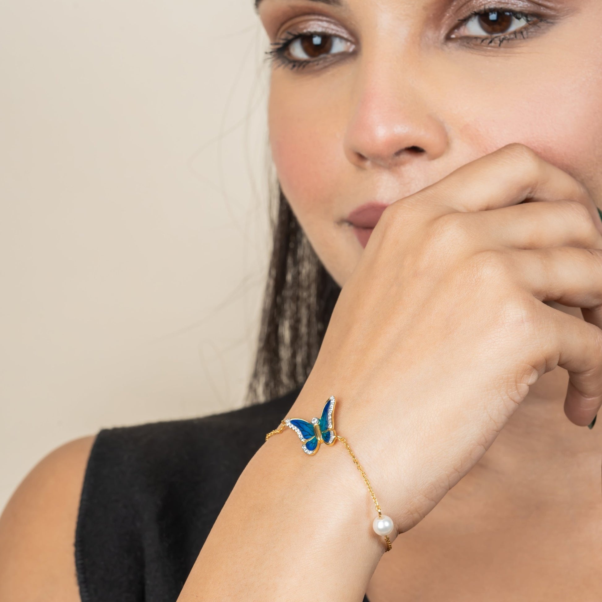 Butterfly Pearl Charm Bracelet - orebella - store