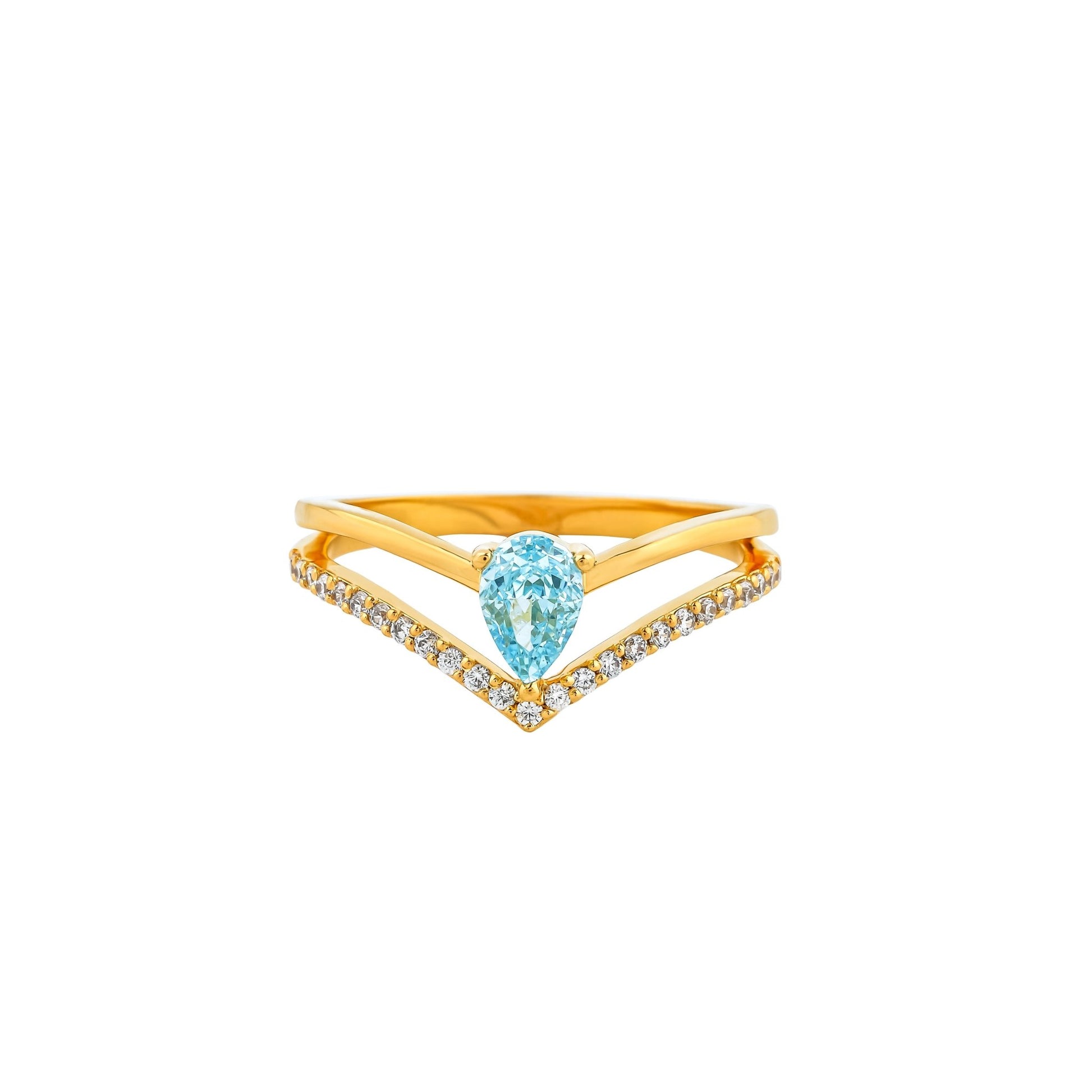 Dual Band Aqua Blue Stone Ring for Woman - orebella - store