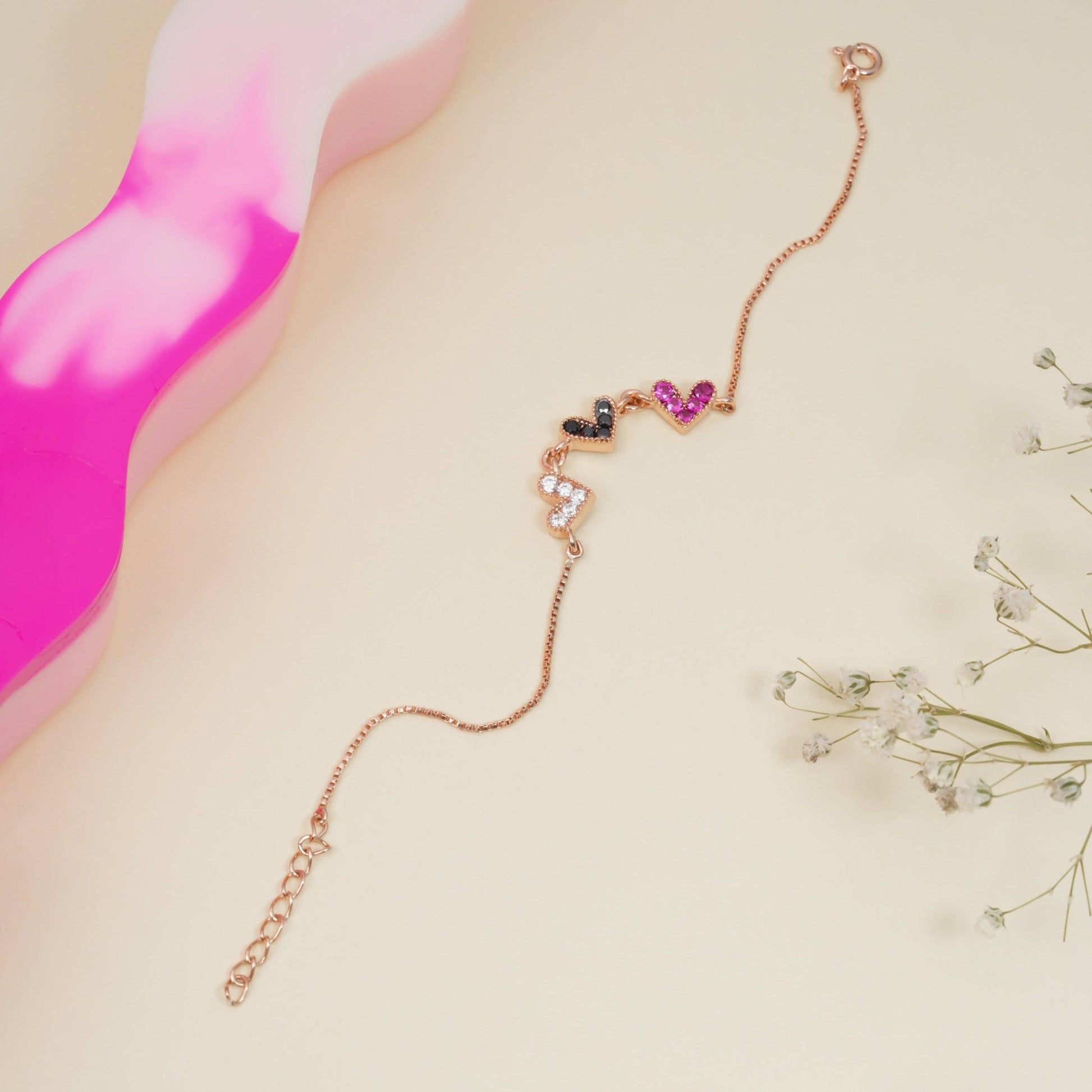 Elegant Rose Gold Triple Heart Bracelet for Women - orebella - store