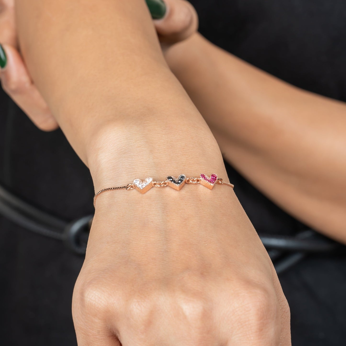 Elegant Rose Gold Triple Heart Bracelet for Women - orebella - store