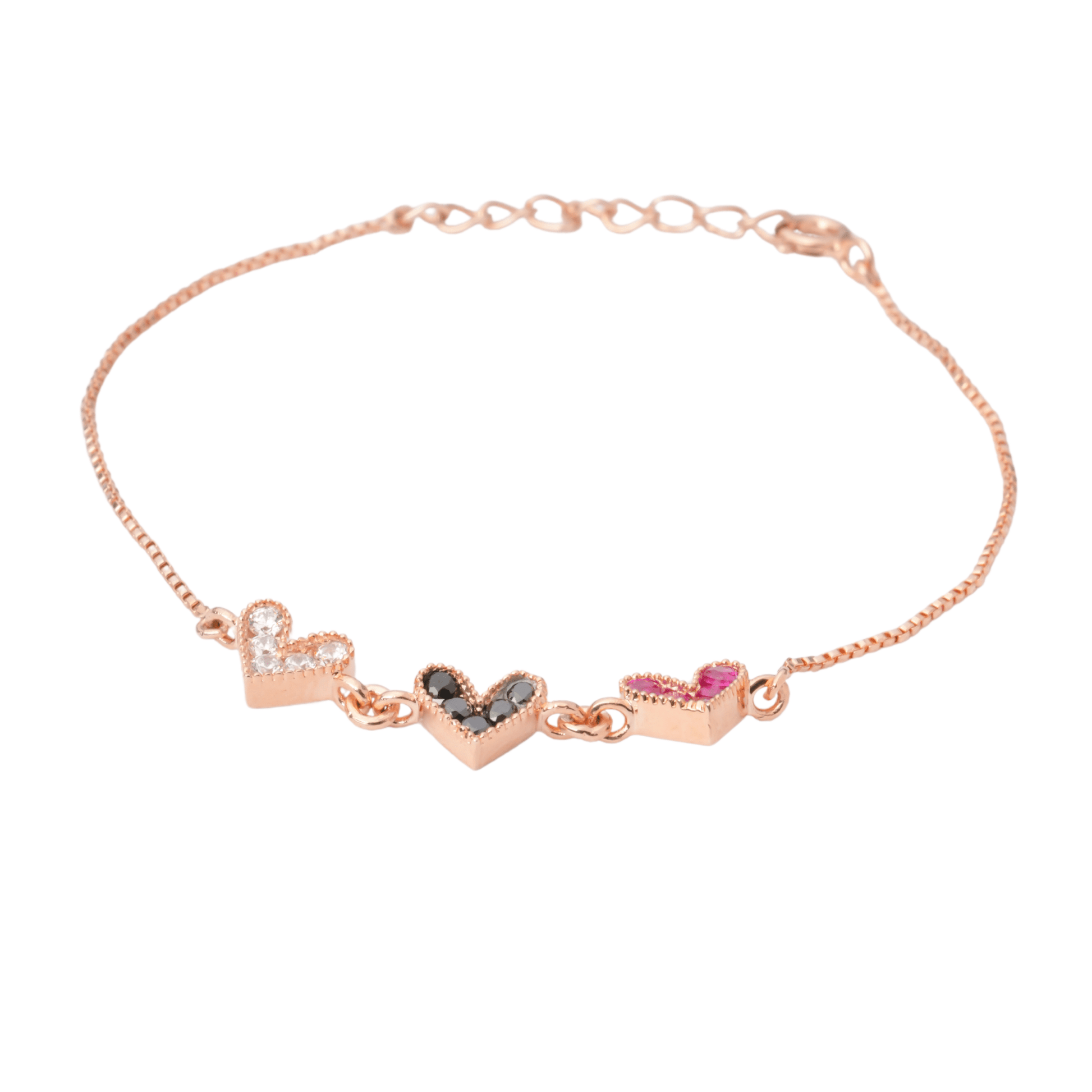 Elegant Rose Gold Triple Heart Bracelet for Women - orebella - store