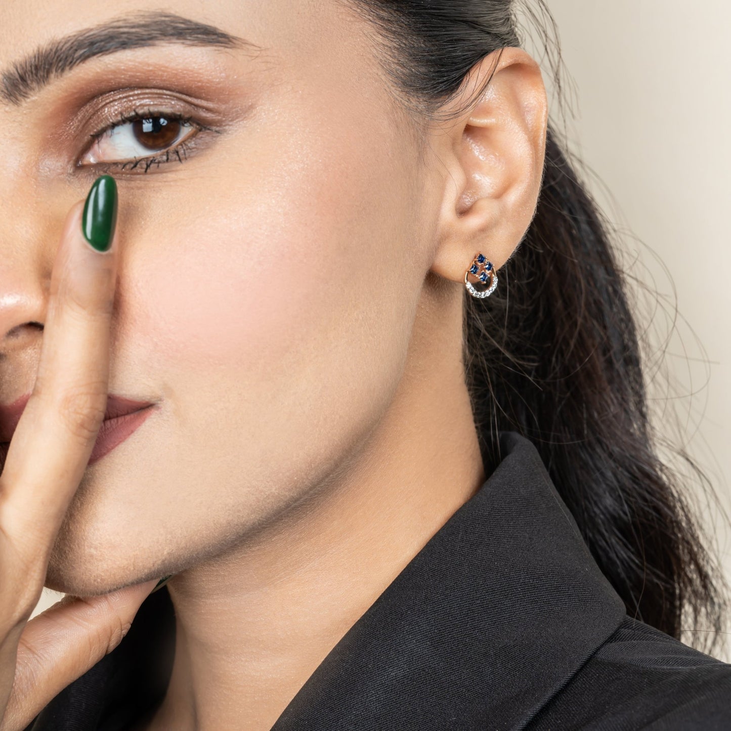 Noir Silva Stud Earring - orebella - store