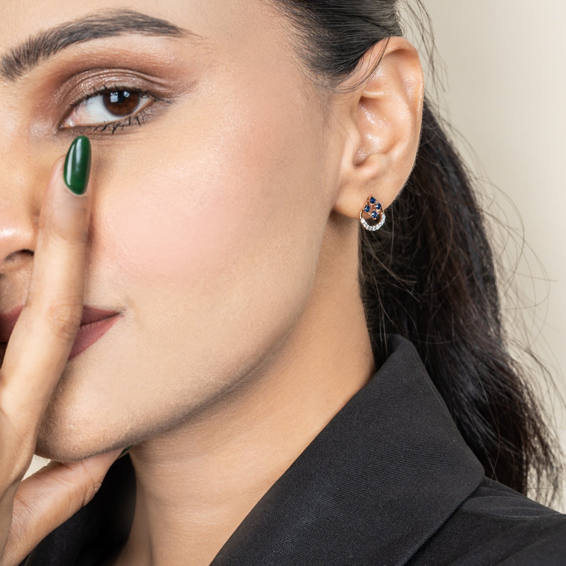 Noir Silva Stud Earring - orebella - store