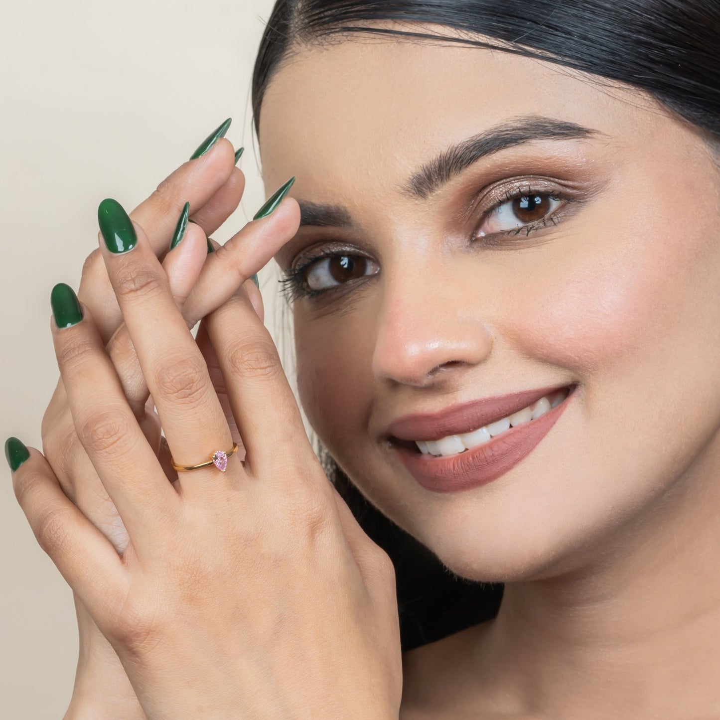 Pink Pear Shape Adjustable Ring for Woman - orebella - store