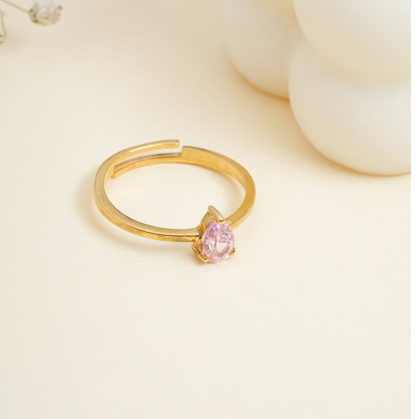 Pink Pear Shape Adjustable Ring for Woman - orebella - store