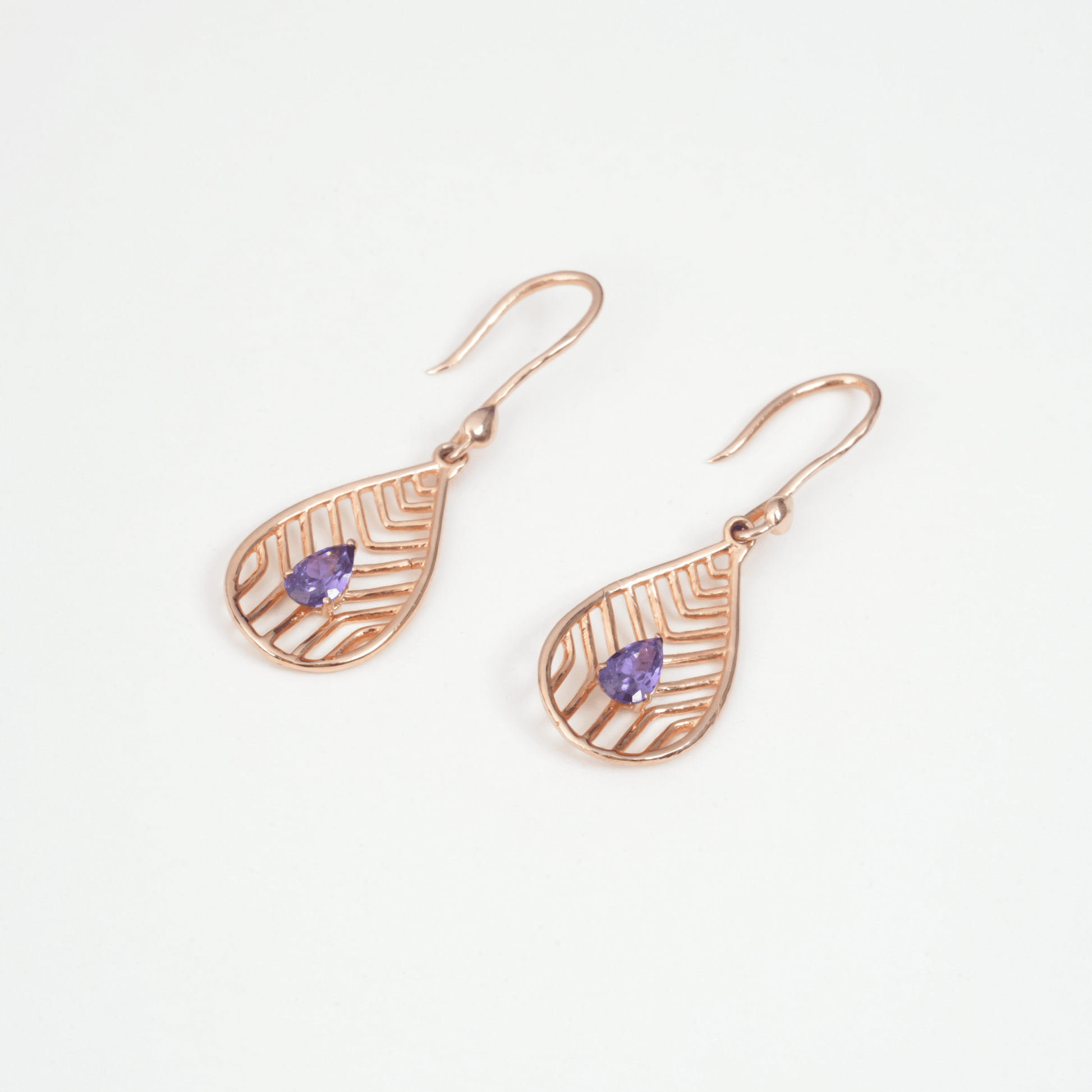 Purple Pear Long Earring - orebella - store