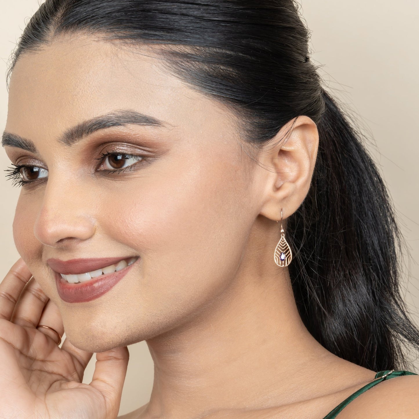 Purple Pear Long Earring - orebella - store