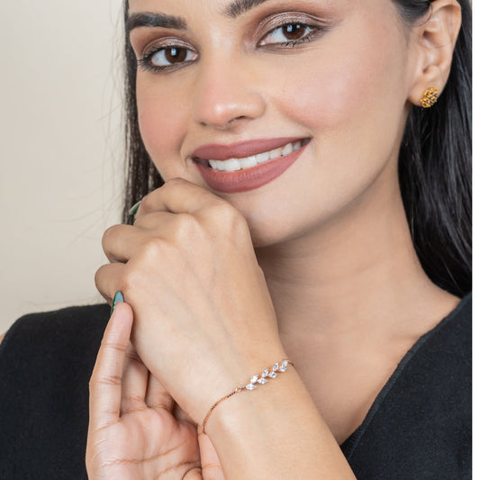 White Leaf Diamond Bracelet - orebella - store